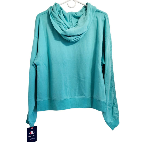 Champion Womens Summer Sweats Campus Sweatshirt Teal Pullover Hoodie Size Large - Picture 3 of 9